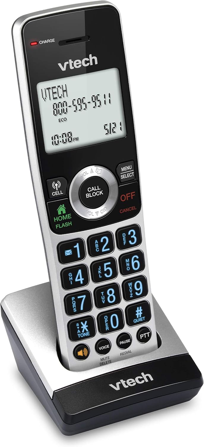 VTech VS113-0 Accessory Handset for VS113 Cordless Phone Series with Extended Range, 2" Backlit Screen Big Buttons,Call Blocking,Connect to Cell Bluetooth