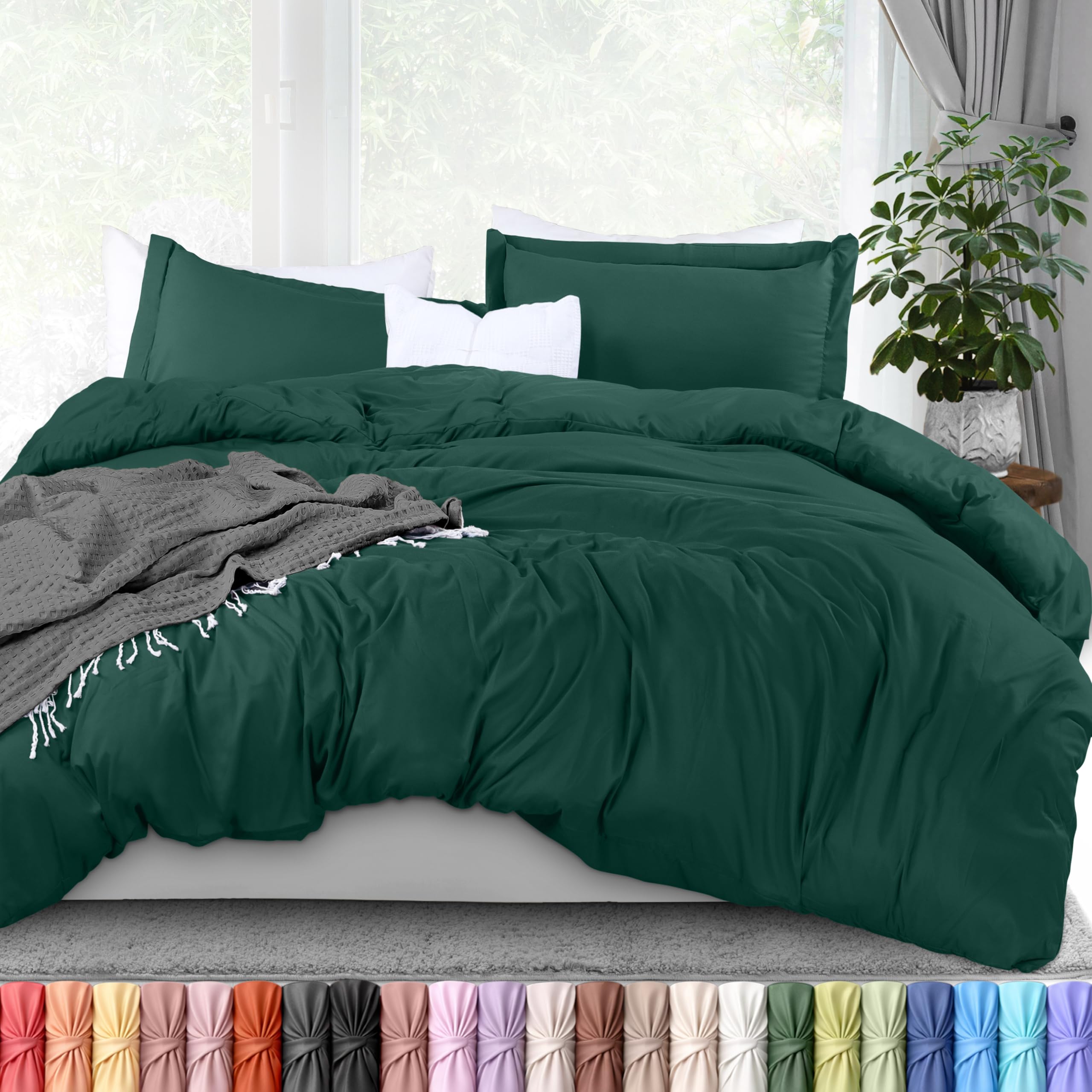 Utopia Bedding Duvet Cover Queen Size Set - 1 Duvet Cover with 2 Pillow Shams - 3 Pieces Comforter Cover with Zipper Closure - Ultra Soft Brushed Microfiber, 90 X 90 Inches (Queen, Emerald) — image 1