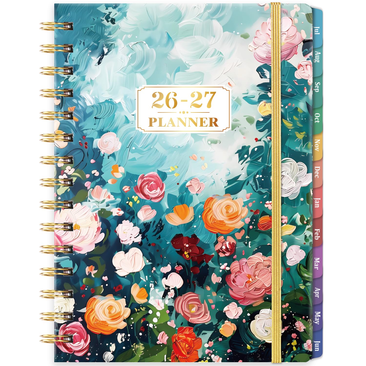 Photo 1 of 2026-2027 Planner - July 2026 - June 2027, Weekly Monthly Planner 2026-2027 with Colorful Tabs, 6.3" x 8.4", Floral, Twin-Wire Binding