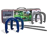 Franklin Sports Horseshoes Set - Includes 4 Horseshoes and 2 Stakes - Beach or Backyard Horseshoe Play - Classic Outdoor Game