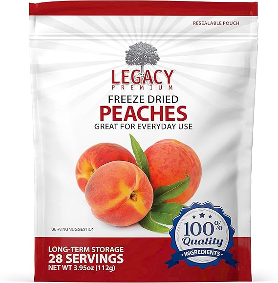 Legacy Premium Food Storage Legacy Essentials Freeze Dried Peaches 15 Year Shelf Life For Emergency Prepper Food Storage Supply Bulk Ingredients Amazon Co Uk Grocery