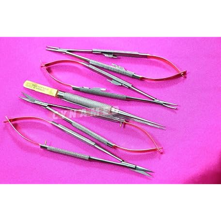 CYNAMED German Pattern 5-Piece Castroviejo Micro Scissors & Needle Holder Set – Dental & Eye Surgery Kit