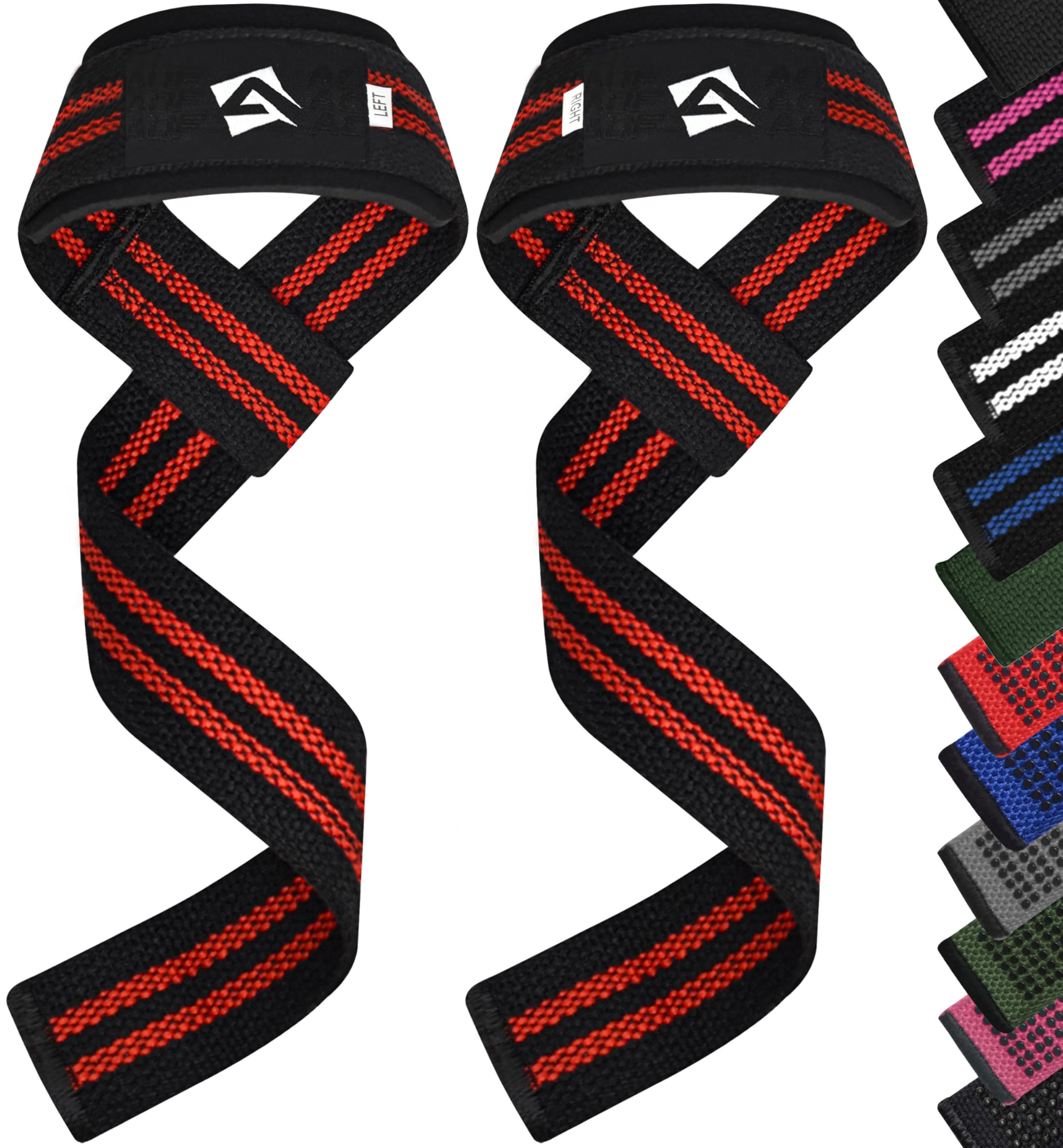 AQF Weight Lifting Straps, 100% Cotton Gym Wrist Straps, 60CM Heavy Duty Lifting Straps with 5MM Neoprene Padding, Non-Slip Advanced Gel Grip, Ideal for Deadlifts Strength Training