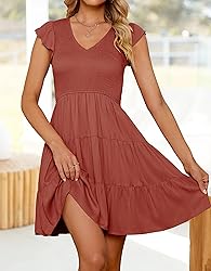 ZESICA Womens 2024 Summer Casual V Neck Flutter