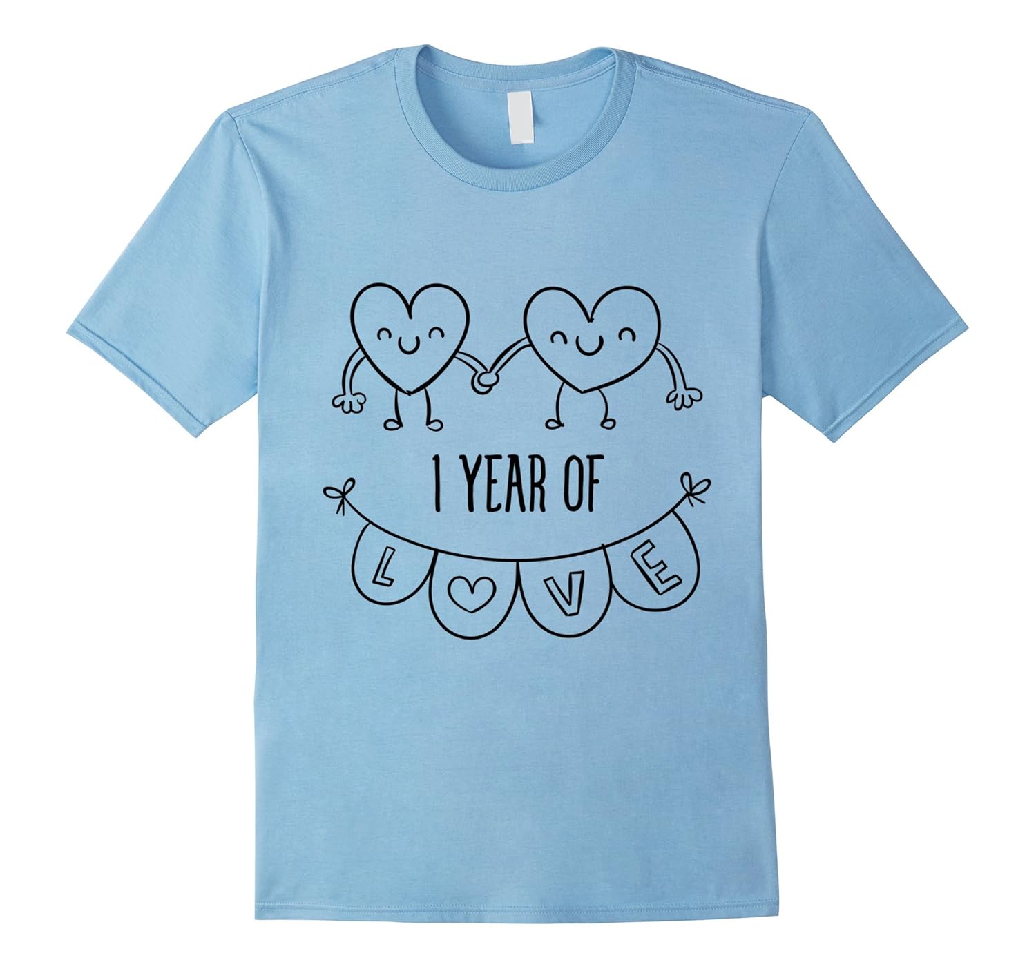 1st Wedding Anniversary T Shirts Cute Hearts Hand Drawn TeesArt Artvinatee