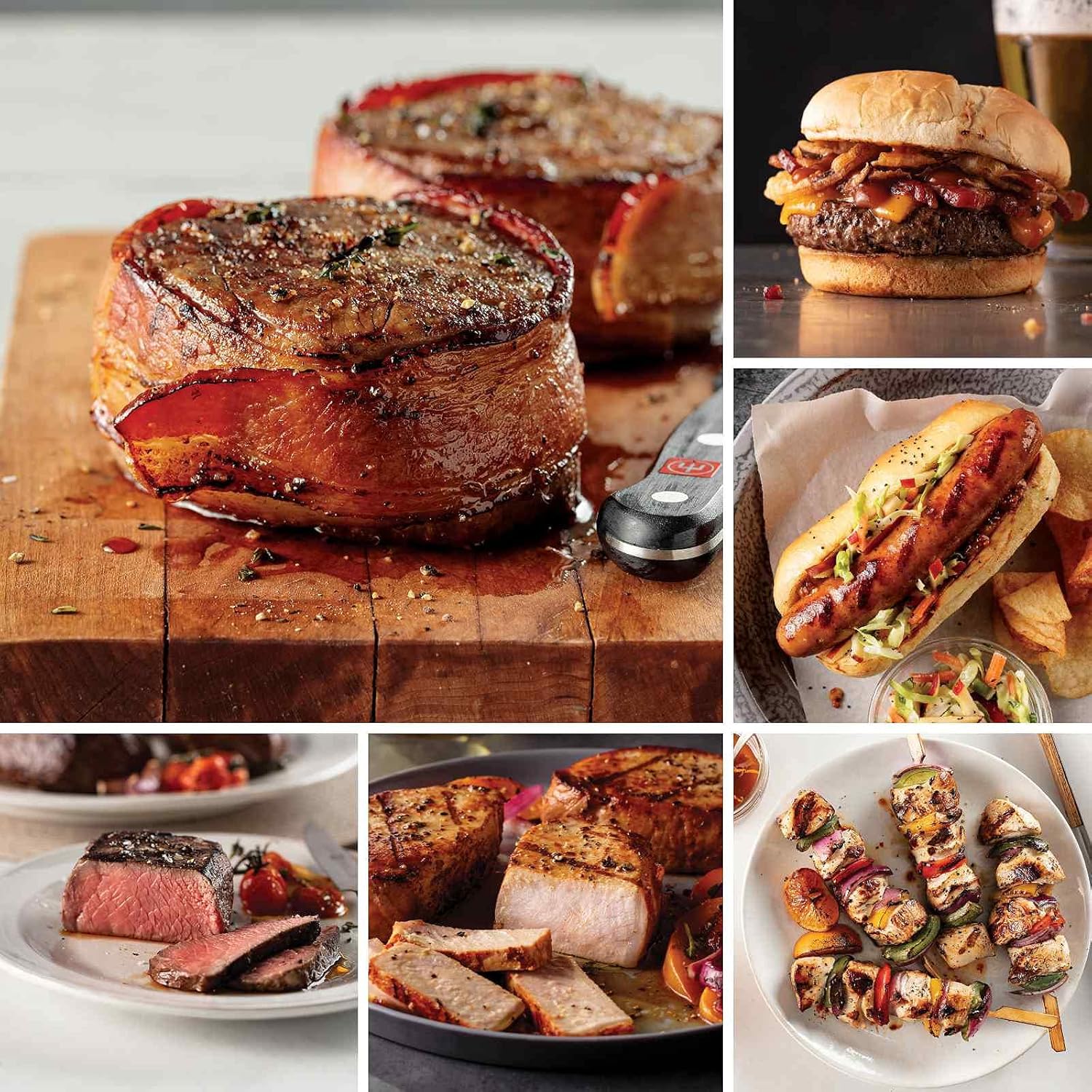 Grilling Greats Collection from Omaha Steaks (Bacon-Wrapped Filet Mignons, Butcher's Cut Top Sirloins, Boneless Pork Chops, Chicken Skewers with Vegetables, Apple & Gouda Chicken Sausages, and more)