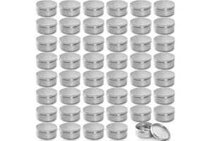 Foraineam 48 Pack 4 oz Screw Lid Metal Round Tins, Silver Aluminium Empty Candle Tins Storage Tin Jars, Cosmetic Sample Containers Travel Tin Cans for Salve, Cream, Spices or Candles