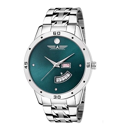Day and Date Display Analogue Green Dial Mens Watch (AEH150)
