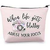 MBMSO Photographer Makeup Bag when Life gets Blurry Adjust Your Focus Photography Lovers Gifts Inspirational Gifts (Photographer pink)