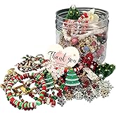 30 Piece Mystery Jewelry Jar -Christmas Style Mysterious Box, Multistyle Mystery Surprise Precious Stones, Birthday Gifts for Women, Jewelry Gift Set (Necklace, Earrings, Ring, Bracelet, Brooch) (Christmas Style Jars)