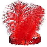Rbenxia 1920s Carnival Party Headwear Accessory Sequins Feather Headpiece Flapper Headband for Women
