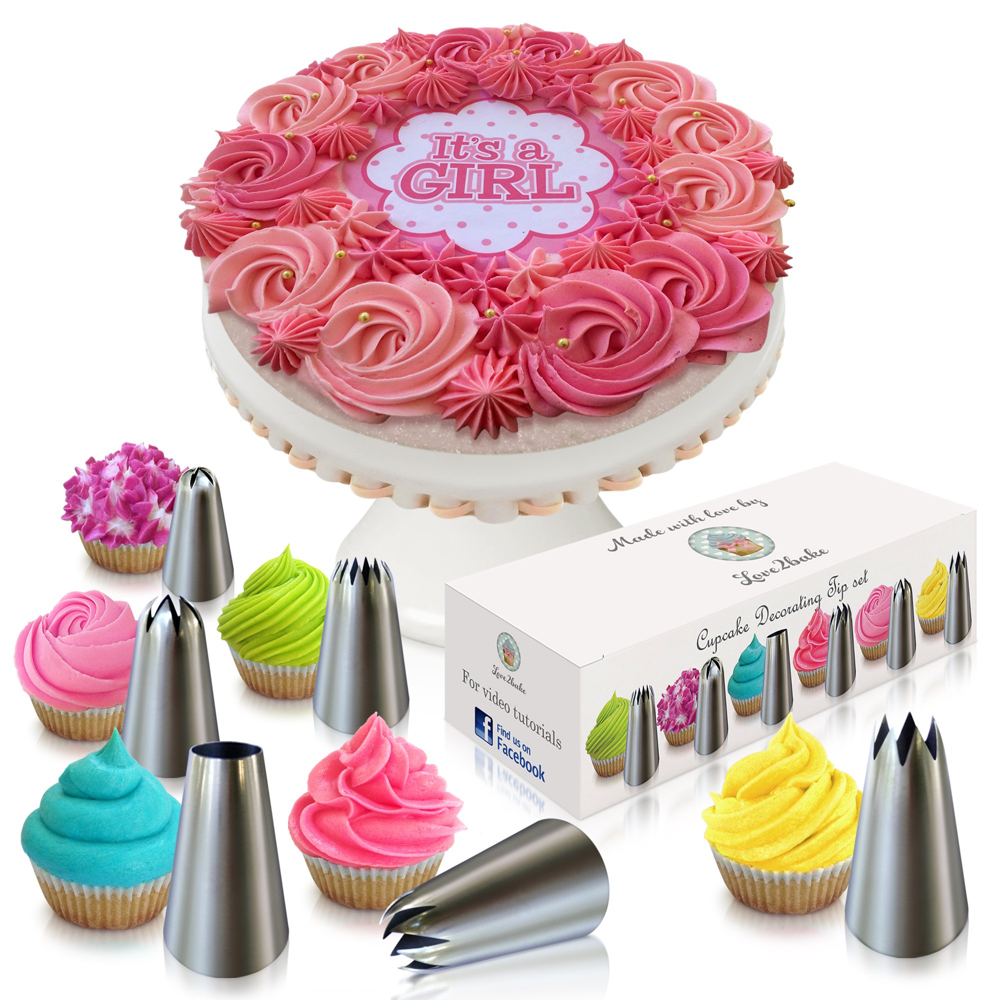 Cake Cupcake Decorating Tip Set By Love2bake MEDIUM SIZE