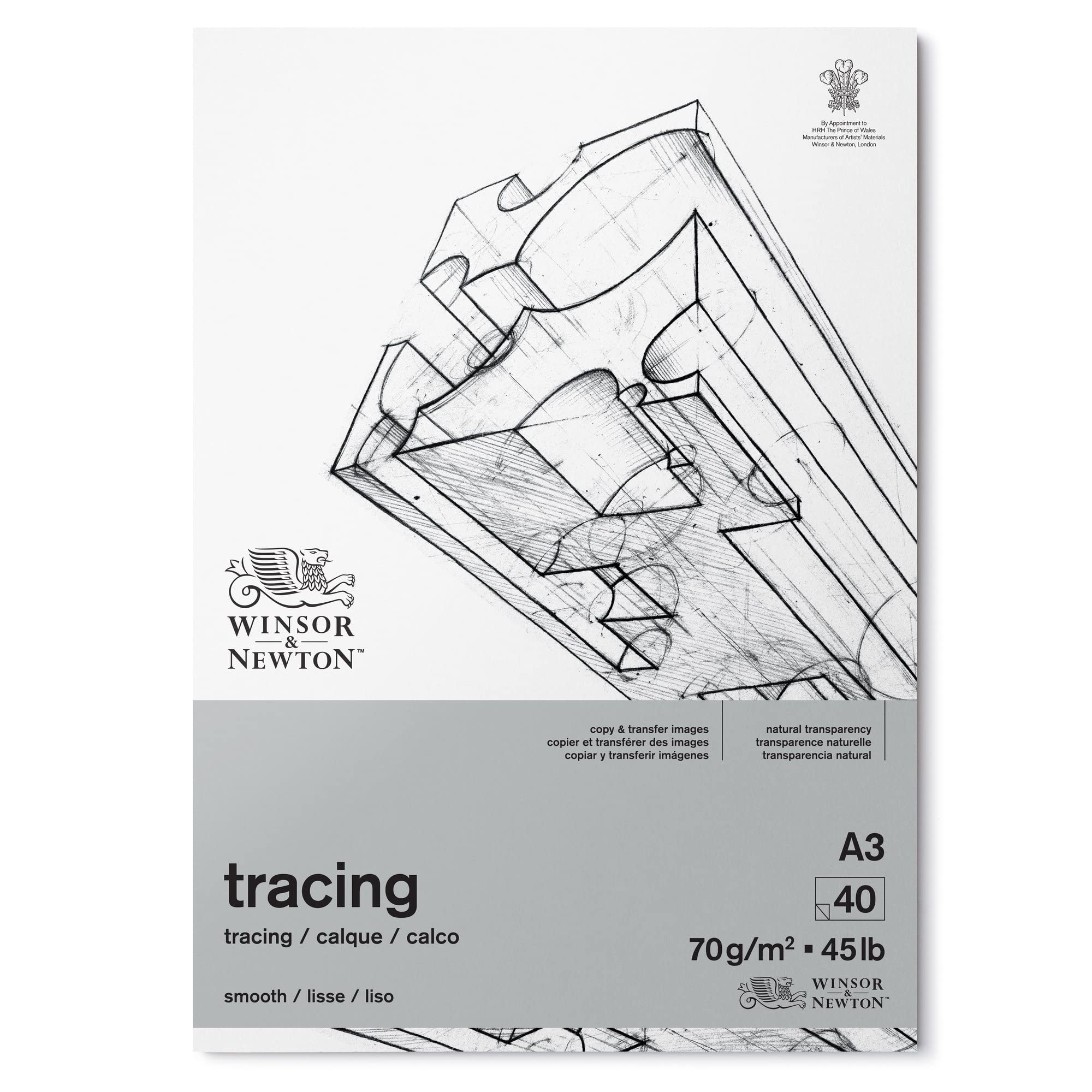 Winsor & Newton 6674002 tracing Paper in pad, 40 Sheets of tracing Paper a 70 g/m, 100% Acid-, FSC, Printable with fine Grain for Precise Lines, Architect's Paper - DIN A3
