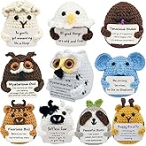 PoccroToys 10pcs Positive Crochet Mini Animals Bulk Valentines Day Birthday Gifts for Women Kids Adults Coworkers Men Teens Handmade Employee Teacher Staff Appreciation Thank You Gift Small Cute Toy