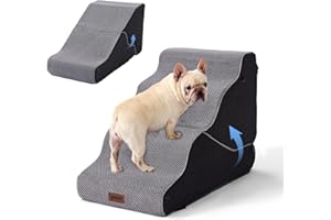 ZOMISIA Dog Ramp for Bed - 21" H 2-in-1 Transformable 4 Steps Dog Stairs and Ramp, Pet Steps for Couch with Non-Slip Waterproof Cover, Black