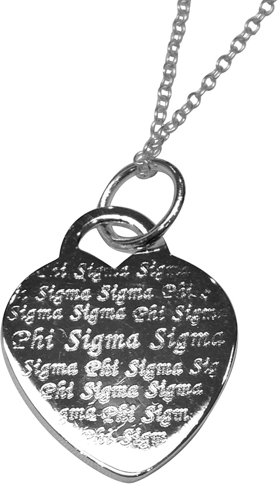 Phi Sigma Sigma Sorority Silver Heart Necklace