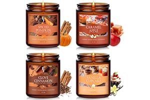 FF FRAGRFLOWING Fall Candles Set, 4 Pack Candles for Home Scented Natural Soy Wax, Autumn Gifts Set for Women Men, Fall Fragrance of Pumpkin/Cinnamon/Vanilla Cupcake/Apple