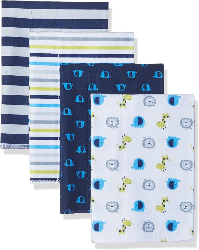 Gerber Baby 4Pack Flannel Burp Cloth, Safari, One Size