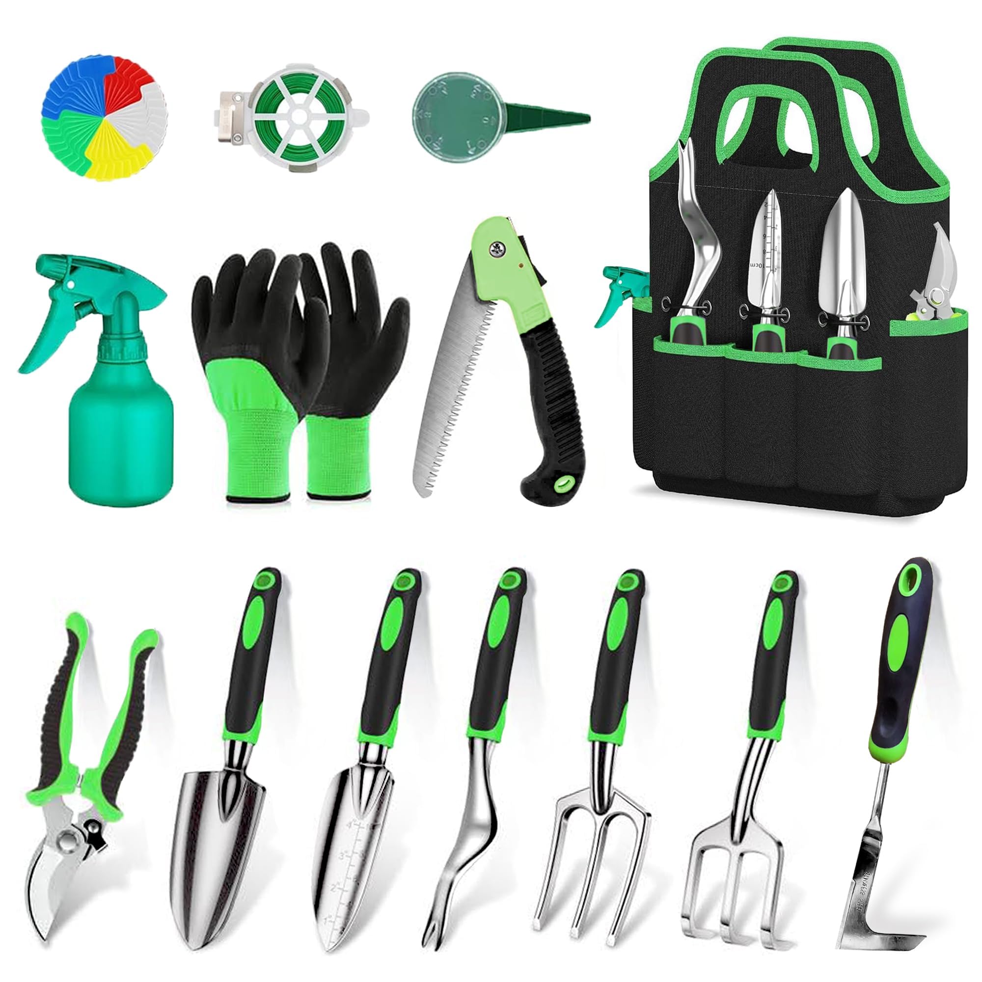 Photo 1 of WNJ Garden Tool Set, 14PCS Complete Set of Heavy-Duty Stainless Steel Gardening Hand Tools with Stylish and Durable Tool Bag and Non-Slip Rubber Grips, Ideal Gardening Kit Gift for Women and Men