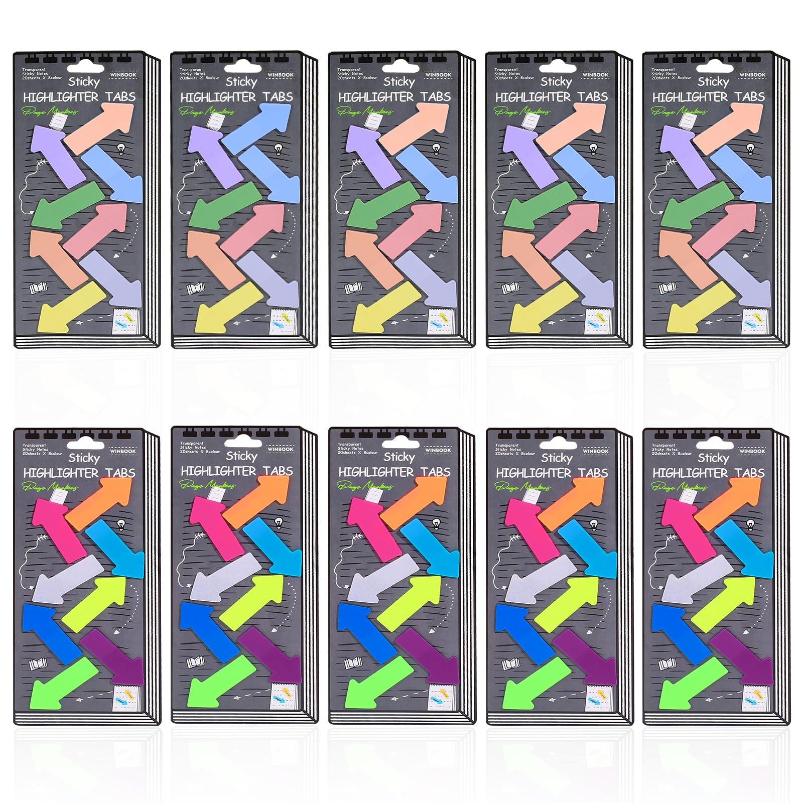 Realand 1600Pcs 16 Colors Sticky Tabs Arrow Flags, Translucent Book Tabs Page Markers, Index Sticky Notes Annotation Tabs Stickers for Annotating Books, Neon + Morandi Color