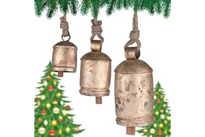 Vivanta Decorative Hanging Bells - Large Cow Bells, Rustic Christmas Bells for Door, Gold Bells for Christmas Decorations, Vintage & Tibetan Meditation Bell (Gold-F)