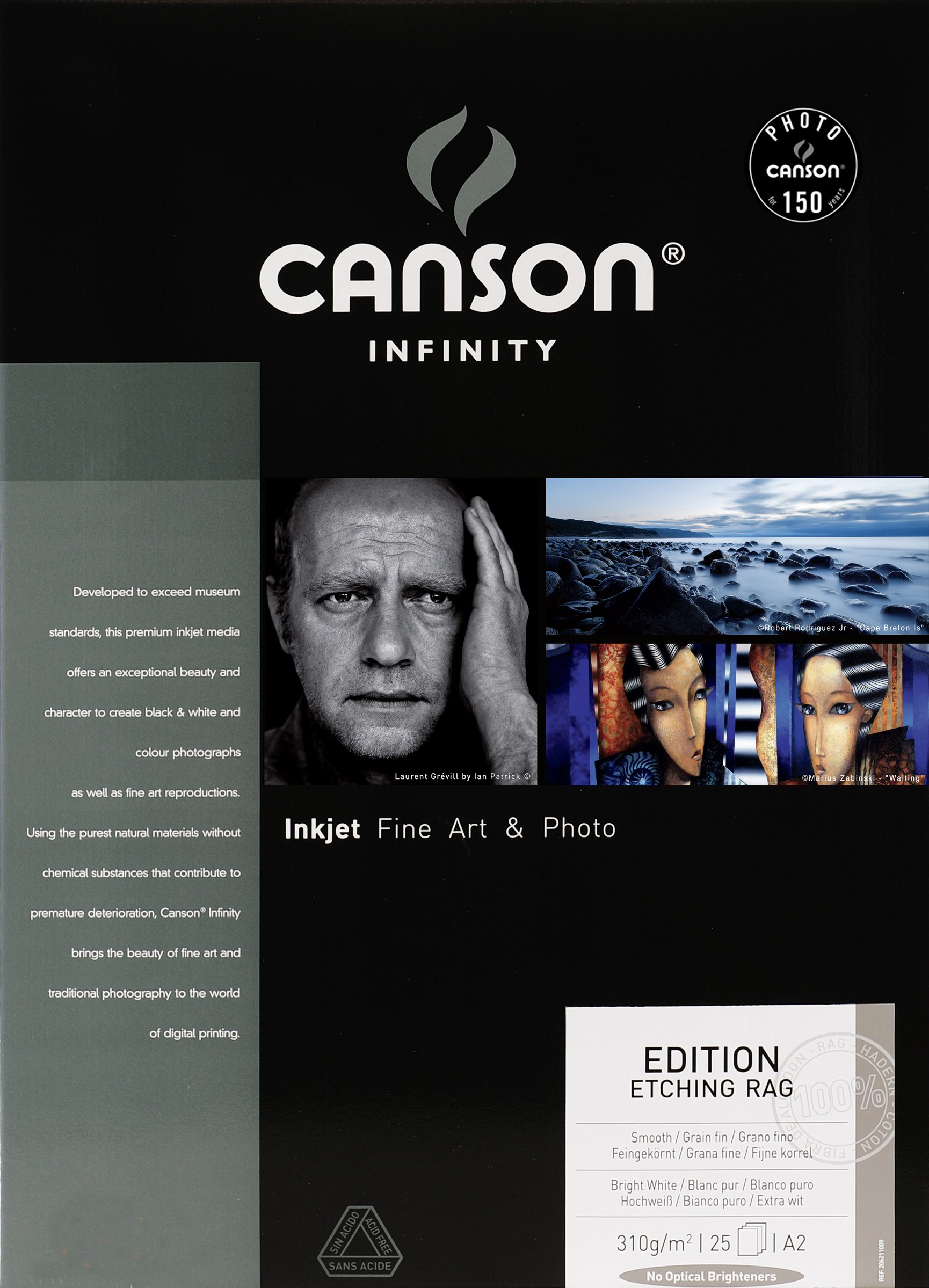Canson Infinity Edition Etching Rag 310gsm, natural white matte inkjet paper, A2, box of 25 sheets