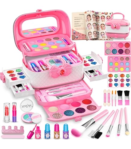 McNory Set De Maquillaje Para Niñas De 33 Piezas – Cosméticos Lavables Y No Tóxicos, Juguete De Belleza Para Pequeñas Princesas
