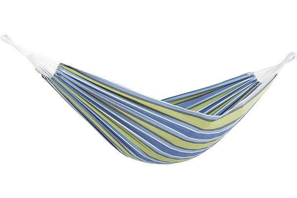 Vivere Brazilian Double Cotton Hammock with Polyester End Strings, 450 lb Weight Capacity (Oasis)