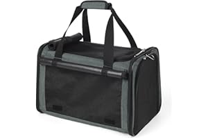 YUDODO 25 lbs Lightproof Soft Sided Pet Carrier for Large Cat & Small Dog Airline Approved Travel Puppy Carrier with Side Pockets & Reflective Mesh, Foldable Portable for Outdoor Car Grey Green