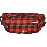 USWE Adjustable Waist Hip Pack Belt, Fanny Pack, Lightweight, Bounce-Free Fit, Zippered Storage Pockets for MTB, Enduro, Hiking, Hydration Bladder Compatible (Not Included) (Flannel Red, 6L)
