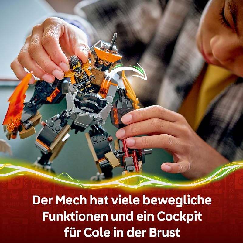 NINJAGO Coles Action-Mech und Drachen-Zane - Ninja Spielzeug für Jungen und Mädchen - Modellbau mit Actionfigur, 3 Minifiguren und Schwertern - Geschenk für Kinder ab 7 Jahren - 71854 — Foto 3 von 8