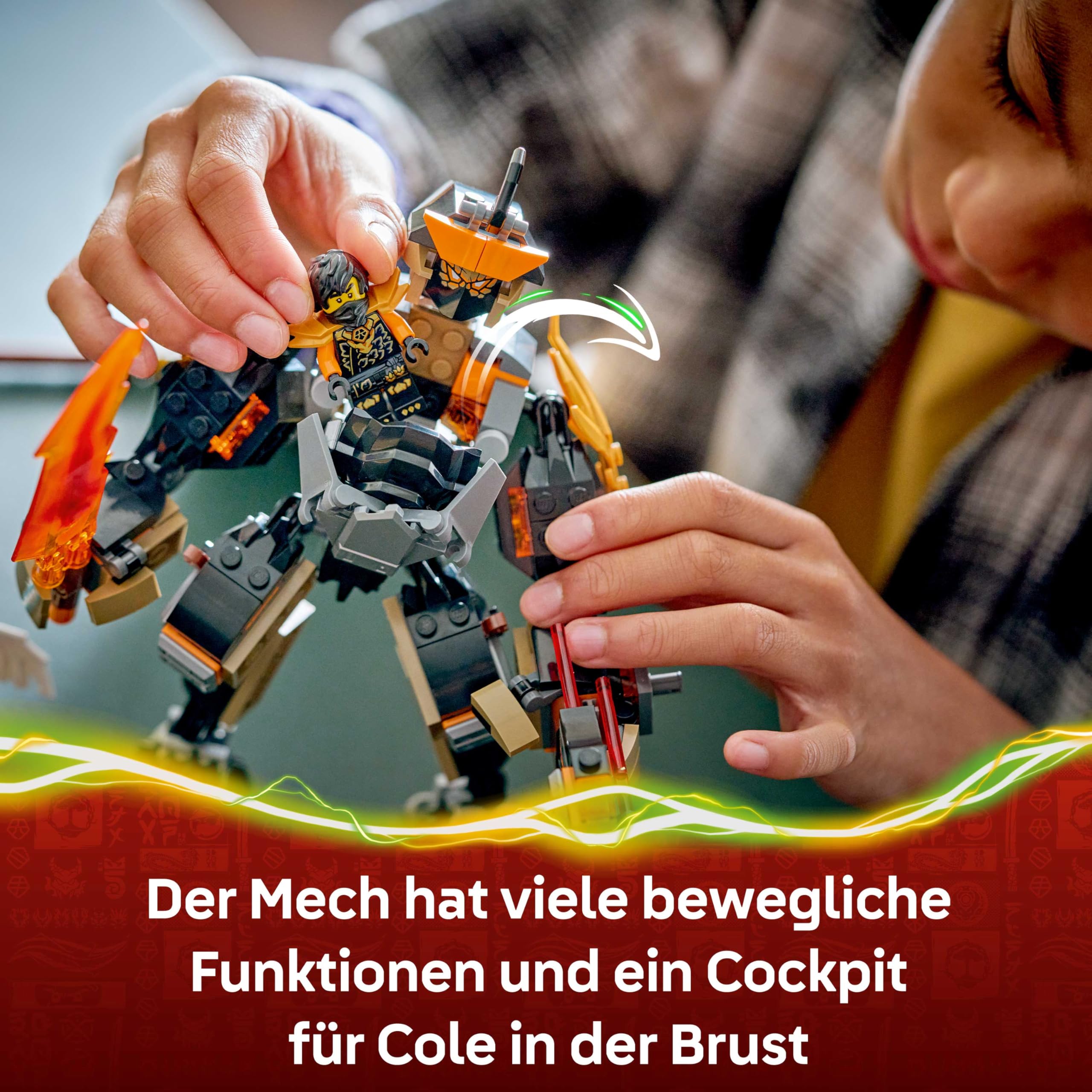 LEGO NINJAGO Coles Action-Mech und Drachen-Zane - Ninja Spielzeug für Jungen und Mädchen - Modellbau mit Actionfigur, 3 Minifiguren und Schwertern - Geschenk für Kinder ab 7 Jahren - 71854 3