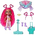 Barbie Extra Fly Minis Travel Doll, Desert Festival Look with Magenta Hair in Fringe Jacket, Dress & Accessories, 5.5-inch