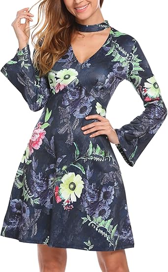bell sleeve fit & flare dress