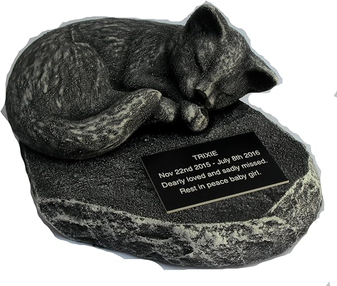 ClassCast Unique hand crafted sleeping CAT MEMORIAL PERSONALISED Rock
