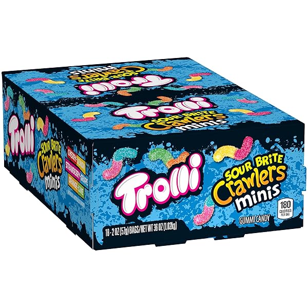 TROLLI SOUR BRITE CRAWLERS MINIS CANDY, SOUR GUMMY...