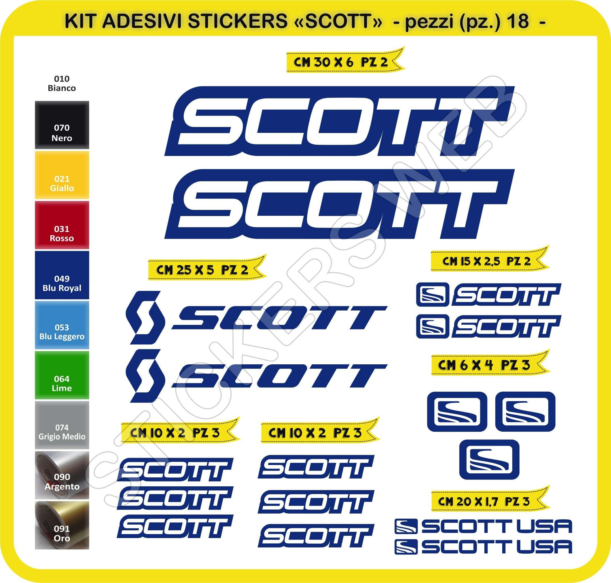 Scott Bike Stickers Stickers 18 pièces-scegli Felt Kit colore-bike Cycle Pegatina – 0112