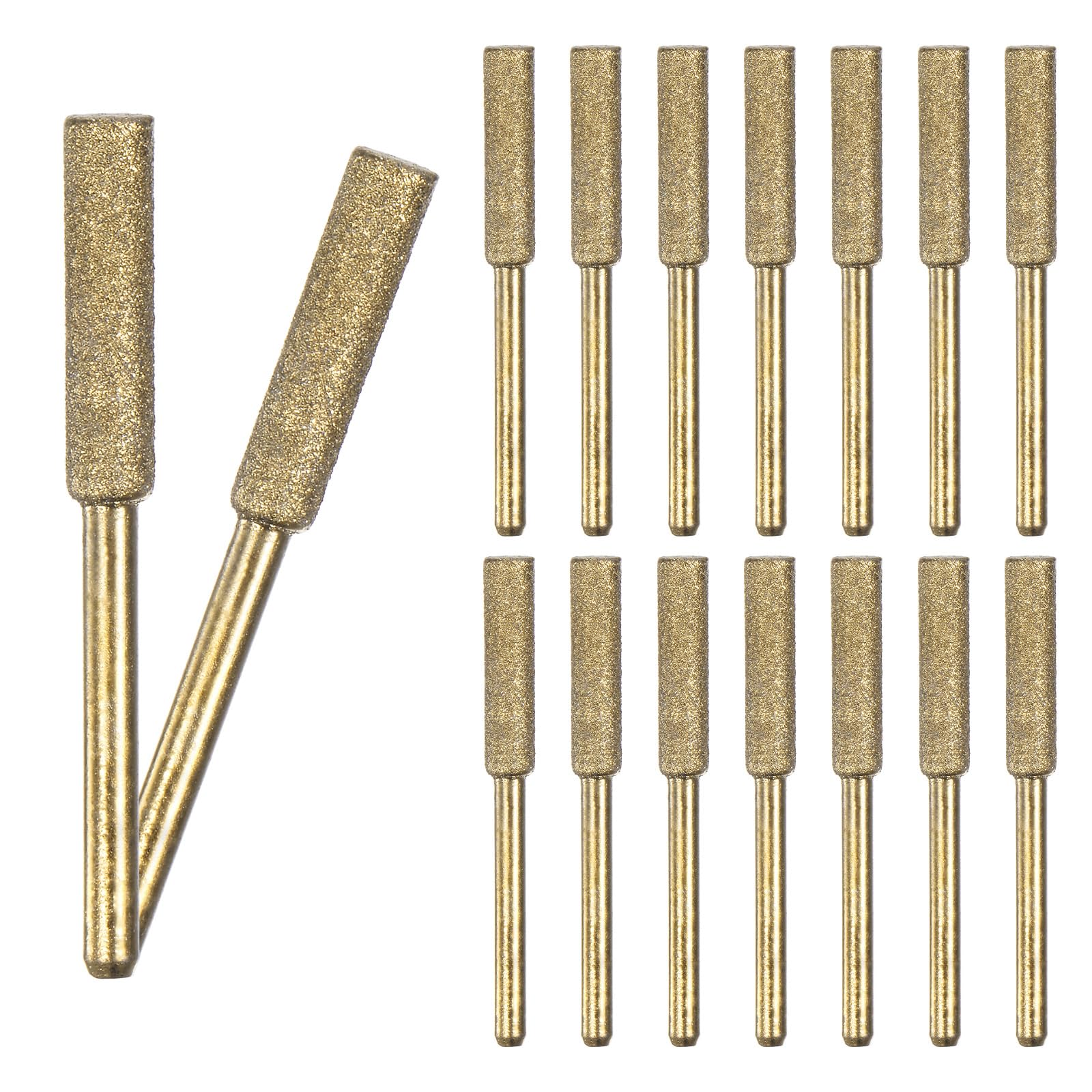 M METERXITY 16-Pack 3/16 Inch Titanium Plated Diamond Chainsaw Sharpener, High Hardness Grinding Stone Chainsaw Sharpening Kit for Electric Chainsaw Sharpener/Stone Carvings [3mm Gold]