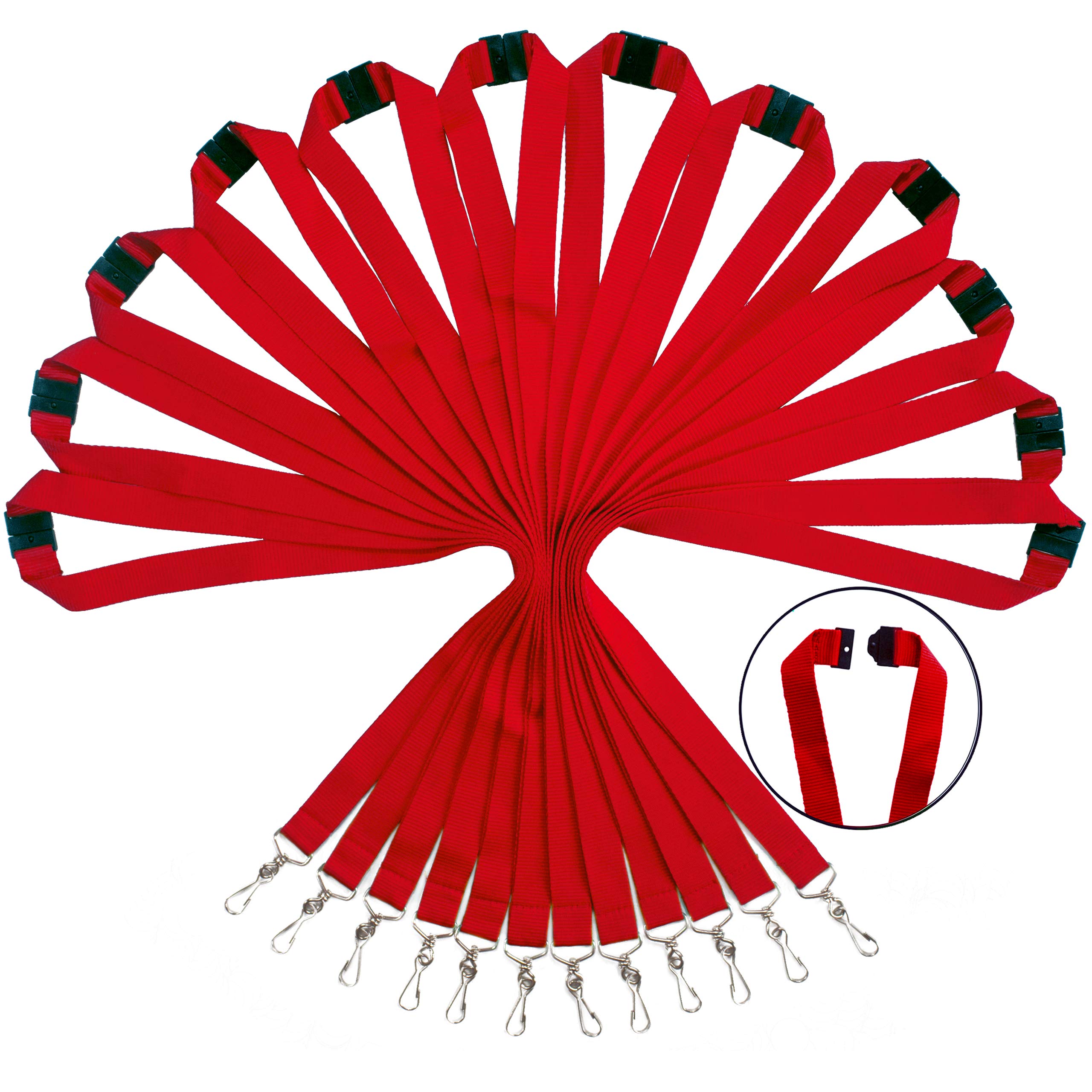 WEZEBEL Durable Polyester Breakaway Lanyard with Safety Clasp Available in Rainbow Mix & Solid Colors (12, Red) โ image 1