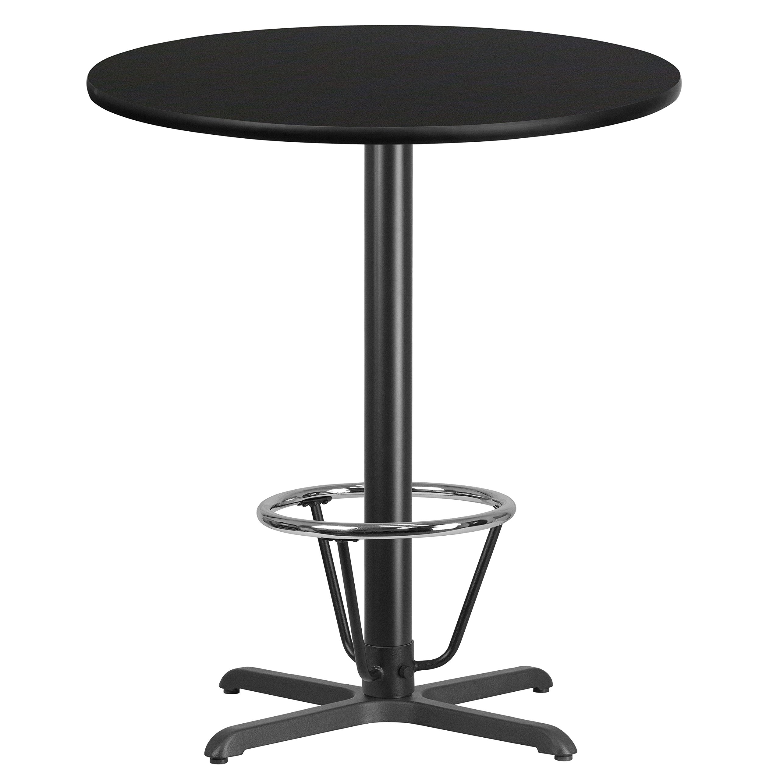 Photo 1 of ***(PARTS ONLY/ MISSING PARTS/ NON FUNCTIONAL)***Flash Furniture 36'' Round Black Laminate Table Top with 30'' x 30'' Bar Height Table Base and Foot Ring