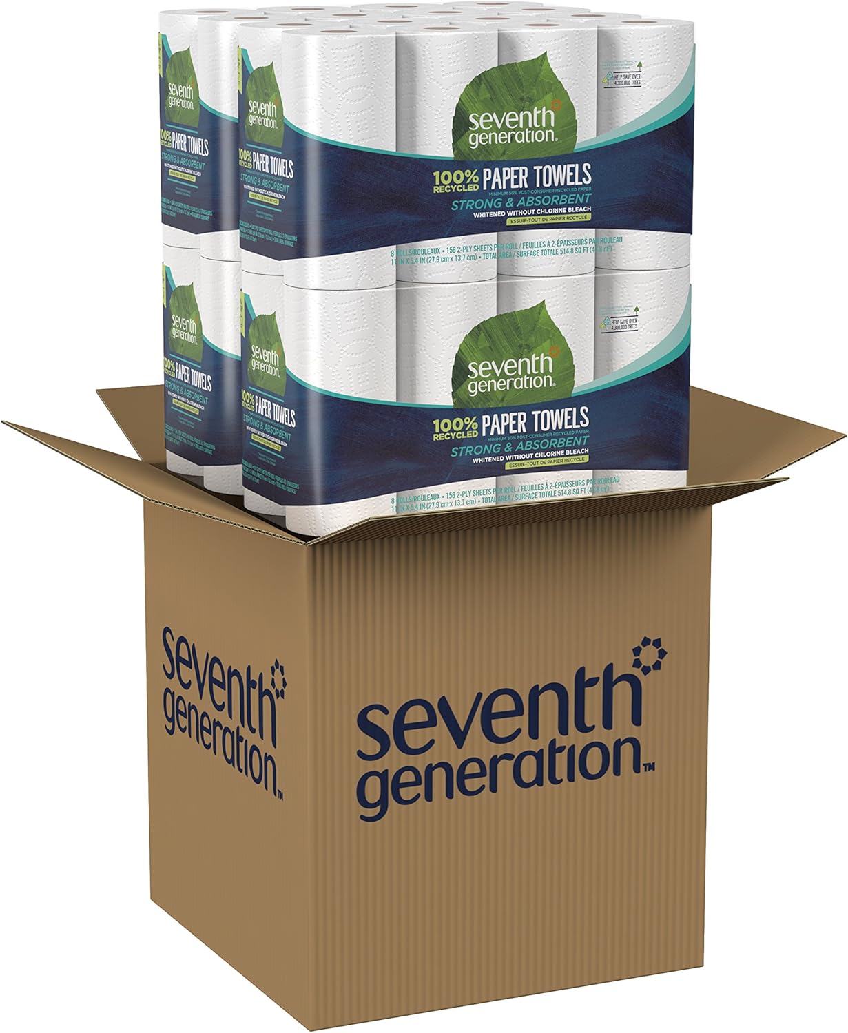 Seventh Generation Paper Towels, 100% Recycled Paper, 2-ply, 8 Count (Pack of 4): Health & Personal Care