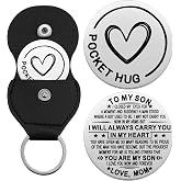 Aesnefe Pocket Hug Token Inspirational Reminder Gifts Mental Health Thinking of You Gift Self Love with PU Leather Keychain