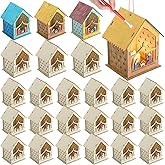 DoubleFill 24 Pcs Christmas Nativity Painting Craft Kits for Kids Nativity House Religious Craft for Kids Make Your Own Jesus House DIY Wooden Christian Christmas Ornaments for Art Sunday School