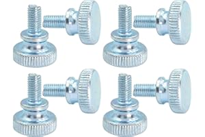 LBY 30pcs Knurled Thumb Screws, M5 x 10mm Flat Knurled Head Fully Threaded, Carbon Steel Galvanized (Double Layer Step)