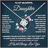 Daughter Gift From Mom Mother Daughter Necklace Birthday Graduation Christmas Jewelry Gifts For My Beautiful Daugther Adult with Message Card and Box