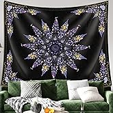 Damanse Floral Tapestry Wall Hanging Cute,Boho Wall Tapestry for Bedroom Aesthetic,Mandala Living Room Decor for Teen Girls (Purple, 49.20