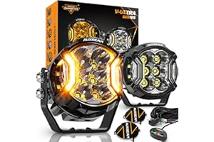 Auxbeam V-Ultra Series 3" 108W Side Shooter LED Pods with Amber DRL 3 Modes & Light Covers 270 Degree Wide Range 12800LM Round Offroad Driving Light Bar for Truck Jeep ATV UTV, Pair