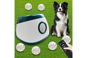 MEKAPLE Automatic Dog Ball Launcher, Upgraded Interactive Dog Balls Thrower with 3 Distance 29Ft-79Ft, Remote Control Ball Launcher for Medium&Large Dogs, 6 Etpu Balls Included (Dark Green)