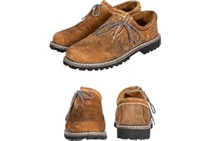 BAVARIA TRACHTEN Lederhosen Boots - Haferl Authentic German Shoe for Oktoberfest Outfit - Real Leather Dark Brown