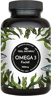 Omega 3 Fischöl Kapseln - 365 Kapseln im Jahresvorrat - Hochwertig: 1000mg Fischöl je Kapsel und den Omega 3 Fettsäuren EPA und DHA – aus nachhaltigem Fischfang, ohne unerwünschte Zusätze